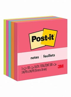 Post It 5-Pad Super Sticky Post It Notes 3x3 Inch Size Neon Colours  - Image 1