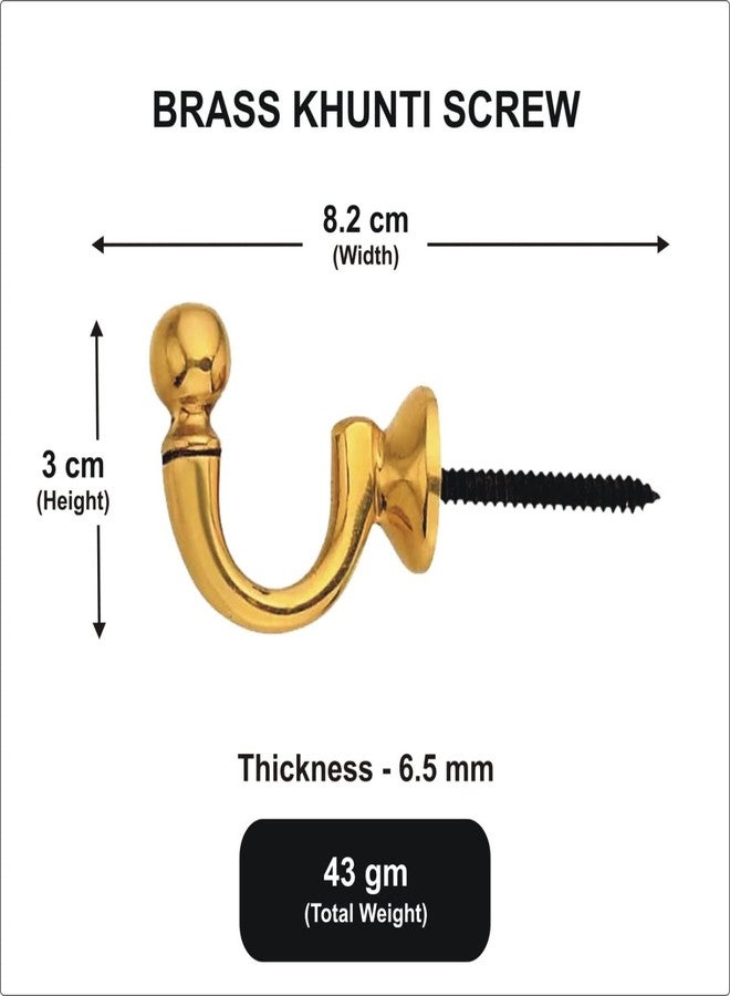 Carbon Coral Metal Crafts Brass Hooks Screw for Wall Hanging Bell Diyas Door Hanging Swings Single Khunti Hook (Pack of 1, 50g) - Image 5