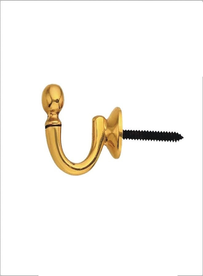 Carbon Coral Metal Crafts Brass Hooks Screw for Wall Hanging Bell Diyas Door Hanging Swings Single Khunti Hook (Pack of 1, 50g) - Image 1