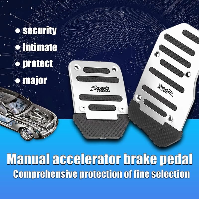 mr.fix Mr Fix؟ 3 قطع وسادة دواسة رياضية مضادة للانزلاق من سبائك الألمنيوم، غطاء دواسة تسارع، فرامل، وقابض، مجموعة أغطية بديلة (فضي) متوافقة مع Elite i20 - Image 4