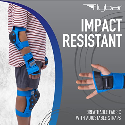 Flybar Kids Knee Pads and Elbow Pads Set, Wrist Guard for Roller Skating, Skateboard Pads, Multi Sports Protective Gear, Adjustable Velcro Straps, Impact Resistant, Heavy Duty Breathable Material - Image 2