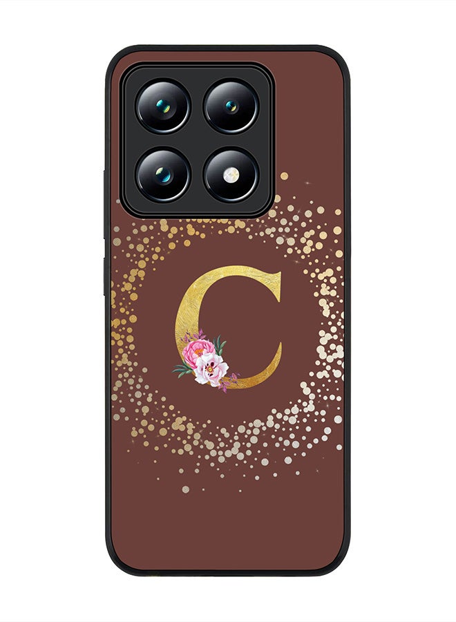 Stylizedd For Xiaomi 14T pro Case,Slim fit Camera Protection, Shockproof Thin Phone cover - Custom Monogram Floral - C (Brown ) - Image 1