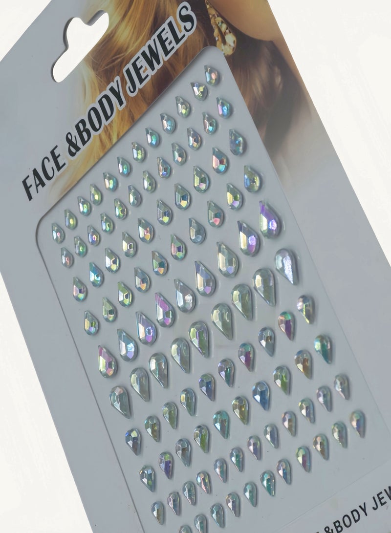 Generic Transparent teardrop-shaped crystal diamond stickers, face decoration stickers, 3D stickers, children's DIY decorations, self-adhesive jewelry stickers, colored diamond stickers  - Image 2