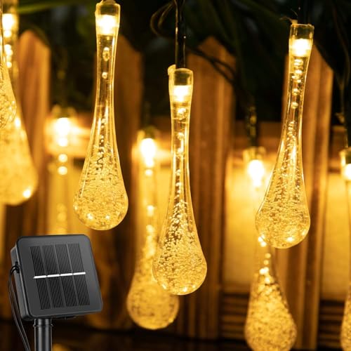 Epyz Solar lamp for Home String Lights 30 LED Decorative Lighting Crystal Water Drop for Garden, Home, Patio, Lawn, Party,Holiday,Indoor,Outdoor, Party Decorations Waterproof(20FT-Warm Yellow) - Image 1