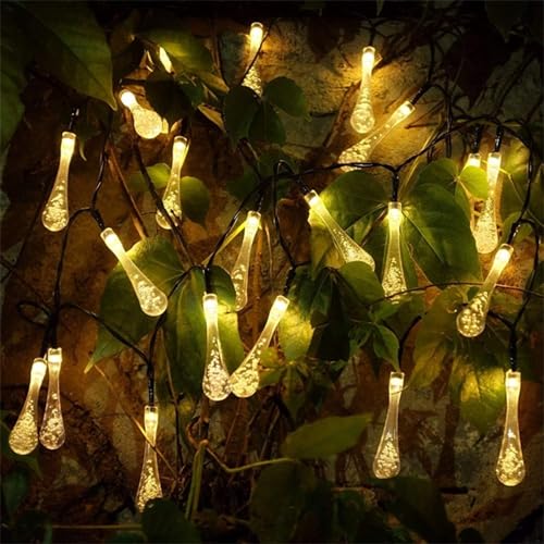 Epyz Solar lamp for Home String Lights 30 LED Decorative Lighting Crystal Water Drop for Garden, Home, Patio, Lawn, Party,Holiday,Indoor,Outdoor, Party Decorations Waterproof(20FT-Warm Yellow) - Image 5