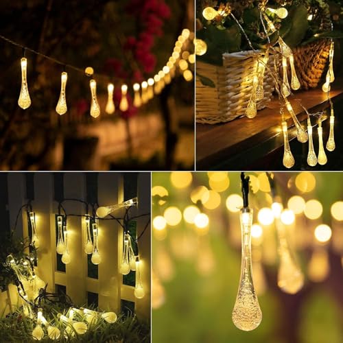 Epyz Solar lamp for Home String Lights 30 LED Decorative Lighting Crystal Water Drop for Garden, Home, Patio, Lawn, Party,Holiday,Indoor,Outdoor, Party Decorations Waterproof(20FT-Warm Yellow) - Image 2