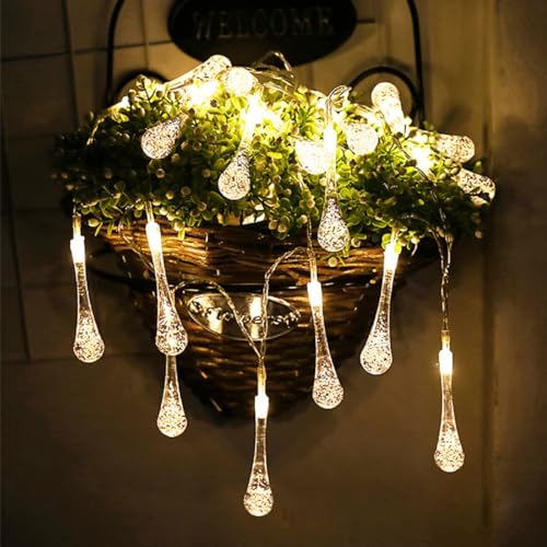Epyz Solar lamp for Home String Lights 30 LED Decorative Lighting Crystal Water Drop for Garden, Home, Patio, Lawn, Party,Holiday,Indoor,Outdoor, Party Decorations Waterproof(20FT-Warm Yellow) - Image 4