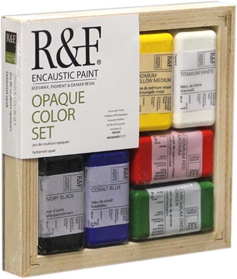 R&F Handmade Paints Encaustic Paint Set - 6 Opaque Colors with Encausticbord - Image 2