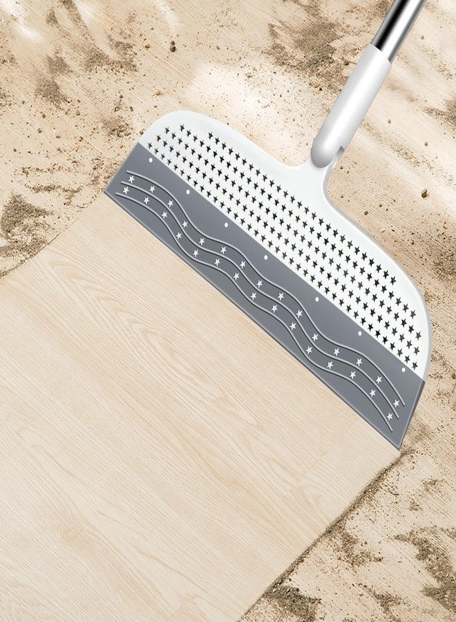 PRATIQUE 53.5-Inch White Rubber Broom Squeegee with 180 Rotating Head, Long Handle Multifunction Scraping Silicone Broom Floor Sweeper, Pet Hair Remover, Window, Mirrors, Tile Cleaning - Image 2
