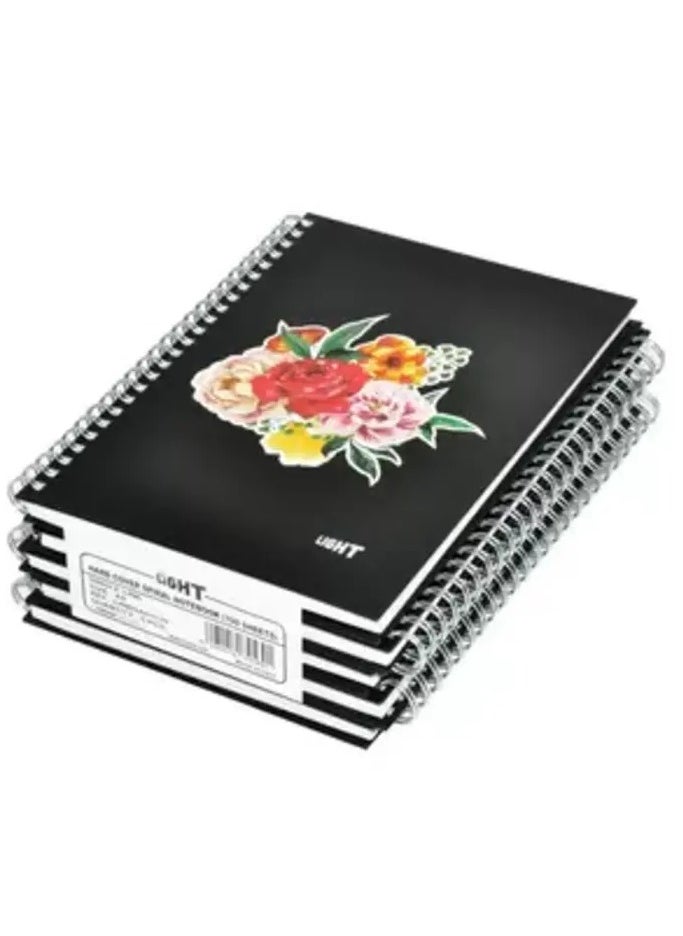 Light 5-Piece Light Spiral Hard Cover Notebook Single Line A5, 100-Sheets - LINBSA51710 