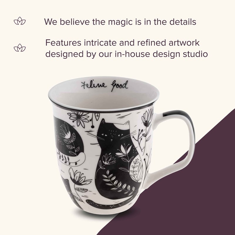 Karma Gifts 16 oz Black and White Boho Mug Cat - Cute Coffee and Tea Mug - Ceramic Coffee Mugs for Women and Men - Image 4