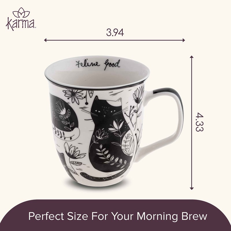 Karma Gifts 16 oz Black and White Boho Mug Cat - Cute Coffee and Tea Mug - Ceramic Coffee Mugs for Women and Men - Image 5