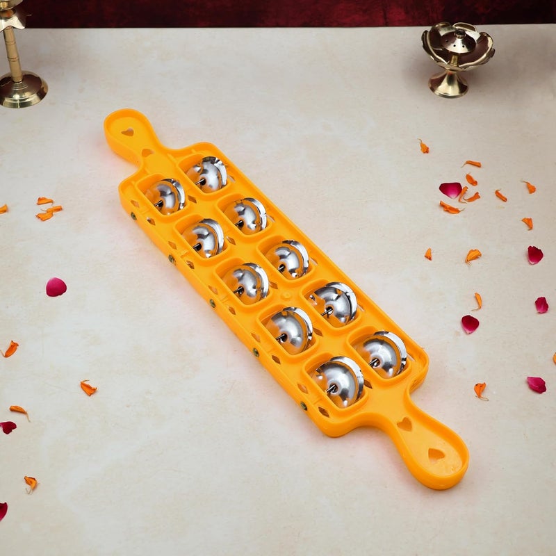 ROLIMOLI Plastic Manjira - Musical Instrument for Bhajan and Kirtans, Khartal for Mandir aarti (Jheeka) 5 line Multicolor - Image 1