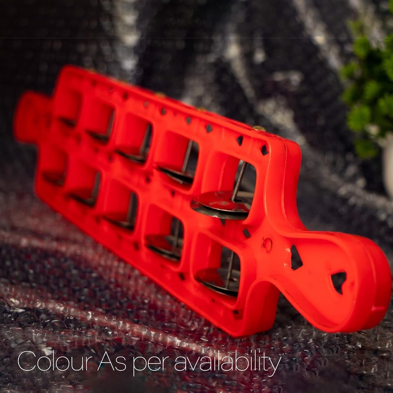ROLIMOLI Plastic Manjira - Musical Instrument for Bhajan and Kirtans, Khartal for Mandir aarti (Jheeka) 5 line Multicolor - Image 4