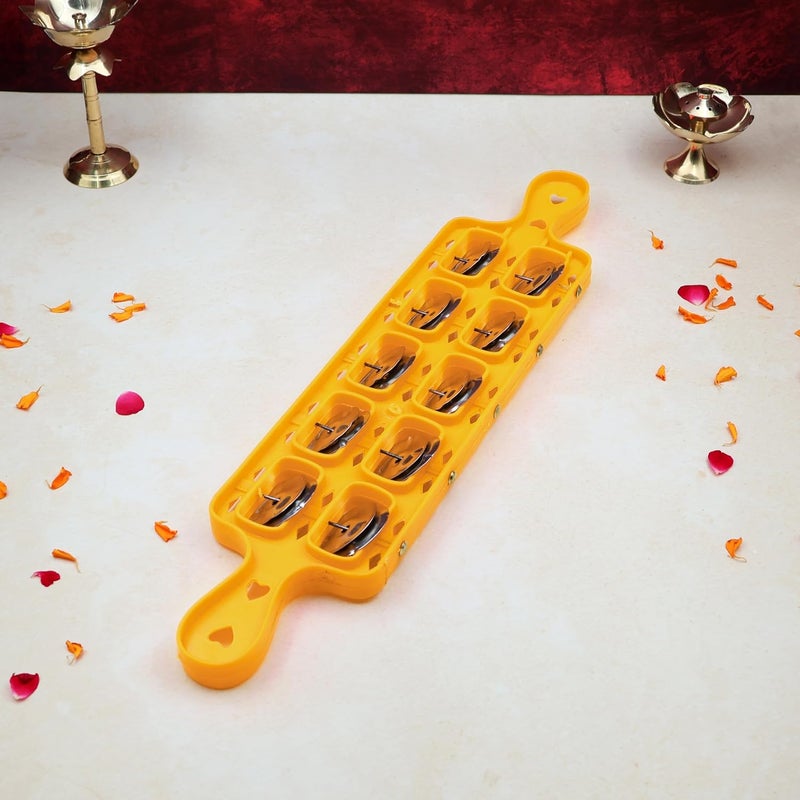 ROLIMOLI Plastic Manjira - Musical Instrument for Bhajan and Kirtans, Khartal for Mandir aarti (Jheeka) 5 line Multicolor - Image 2