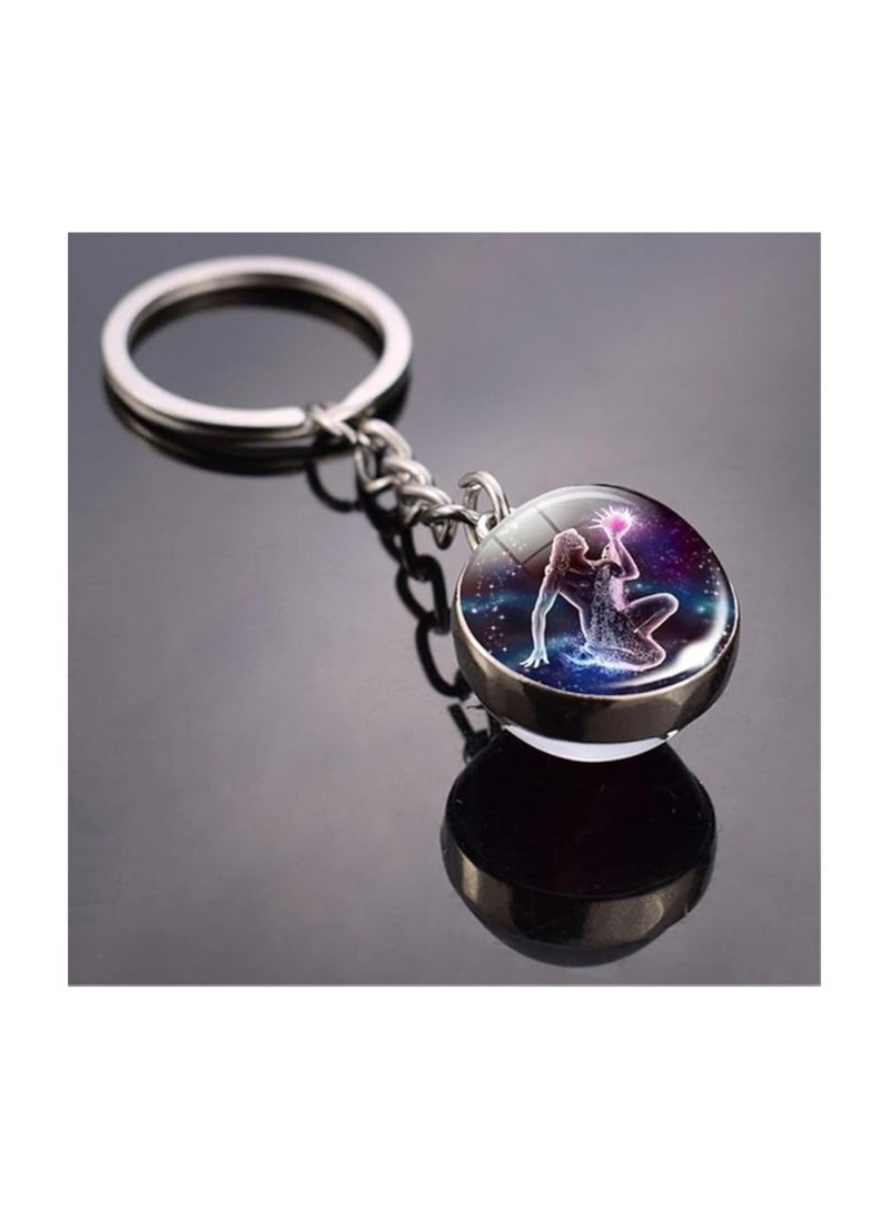Generic 1 pc Multi-purpose Key Chain Portable Alloy 12 Constellation Pattern Keyring Keychain for Daily Use  - Image 2