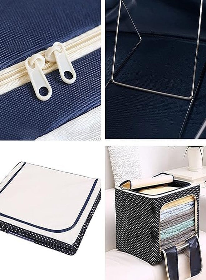 istore Foldable 66 litre Cloth Storage Bag Simple Chain Saree Boxes for Storage Foldable Steel Frame Storage organiser with Zipper with Clear Window & Handles Storage Bags for Clothes,Multicolor - Image 4