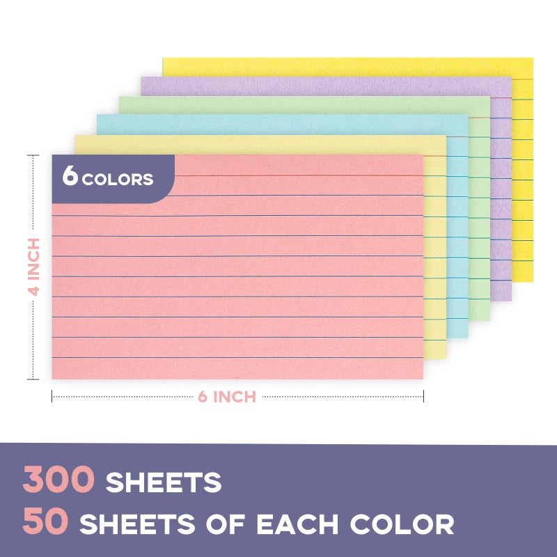 Goefun 300Pcs Colored Index Cards 4X6  Goefun Ruled Notecards  6 Color Flashcards For Studying  Recipes  Memo Cards  Office Supply  Diy  Presentation - Image 2