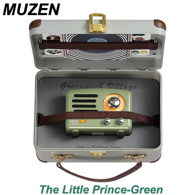 Muzen The Little Prince Desktop Mini Speaker with OTR FM Radio Bluetooth Wireless Metal Music Player, Green - Image 1