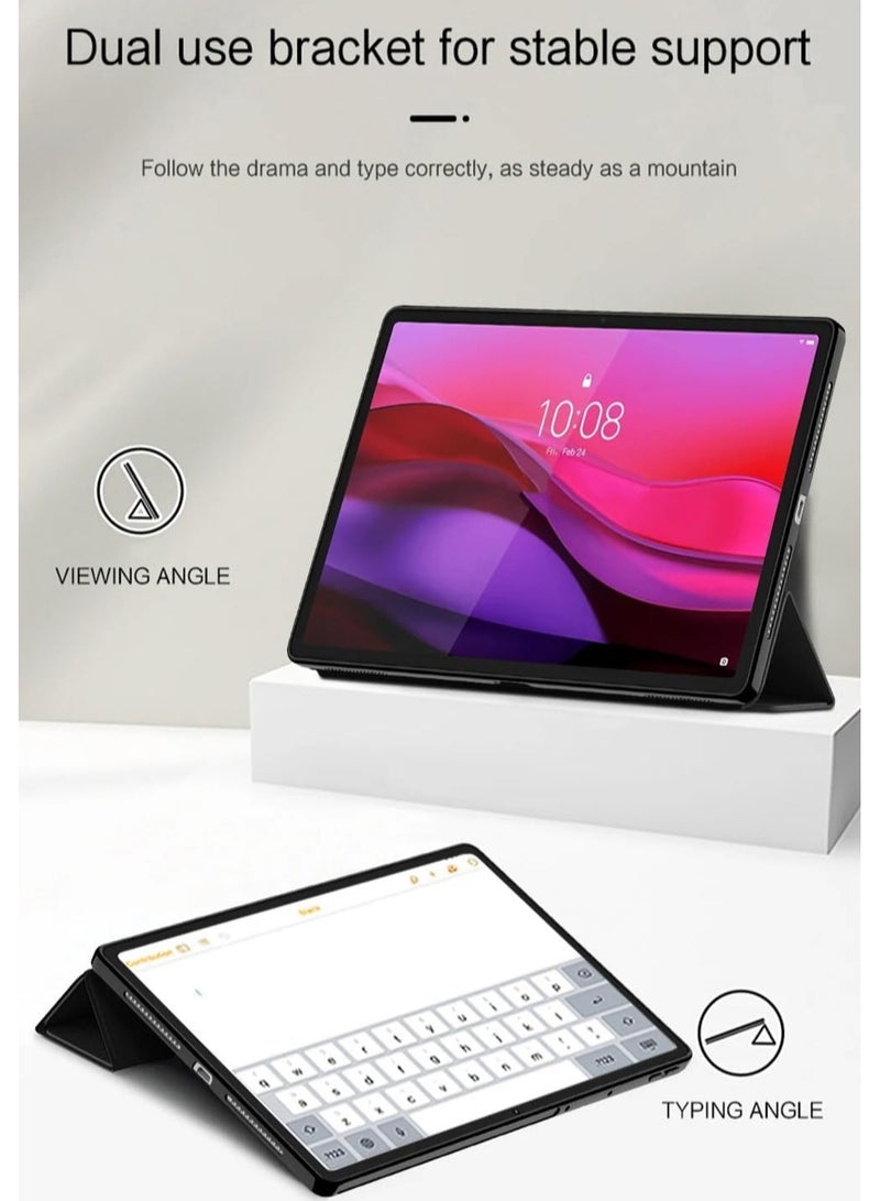 general Protective case for Lenovo Yoga Tab Plus 12.7-inch 2025 TB520FU, lightweight tri-fold PU leather flap with auto sleep/wake function, soft silicone TPU shockproof case - Image 3