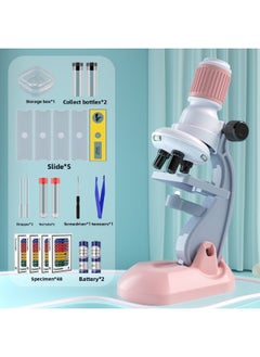 Children's Microscope Times Professional Scientific Equipment Biological High-definition Experiment Full Set Of Toys For Primary And Secondary School Students-Specifications:[sakura Pink] Professional Microscope + Gift + 48 Specimens-Color:Rechargeable Version [charging Set + Screwdriver]