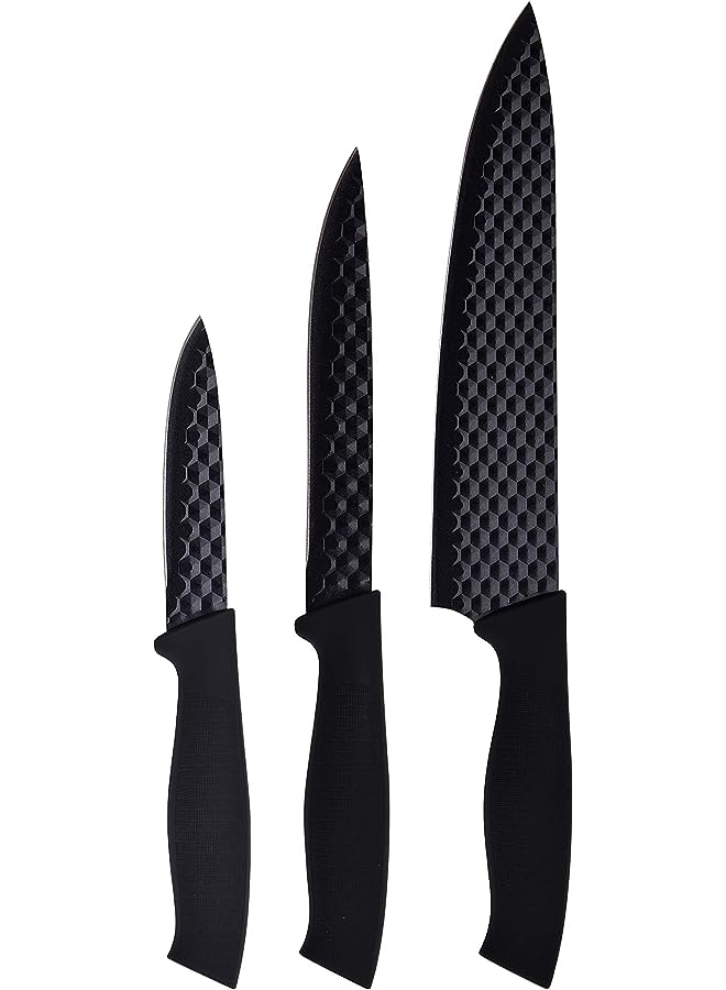 BERGNER Stuttgart Stainless Steel 3 Pcs Knike Set, Black Colour, Non- Stick Coated, BG39380Bk - Image 1