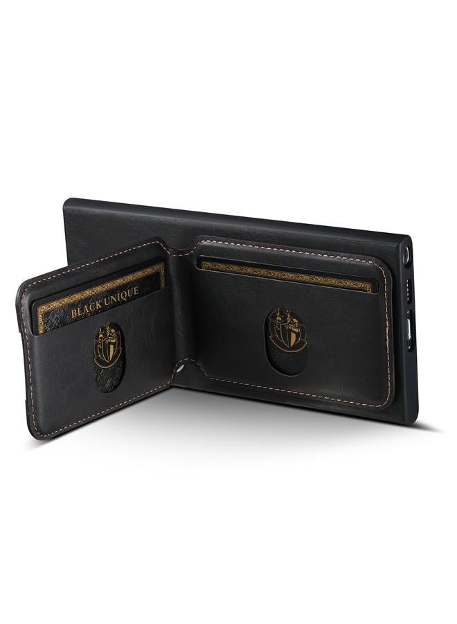 Suteni Case For Samsung Galaxy S22 Ultra 5G H02 Leather Wallet Stand Back Phone Case - Image 4