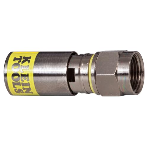 Klein Tools VDV812-606 F-Connector for RG6/6Q Coaxial Cable, Universal Compression Connectors, Male, Professional Grade, 10-Pack - Image 1