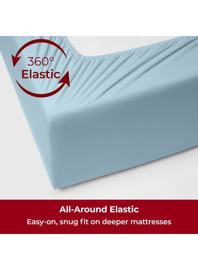 mellanni Extra Deep Pocket King Size Sheets - 4 Piece Iconic Collection Bedding Sheets & Pillowcases - Hotel Luxury, Ultra Soft, Cooling Bed Sheets - Extra Deep Pocket up to 21 inch (King, Aqua) - Image 5