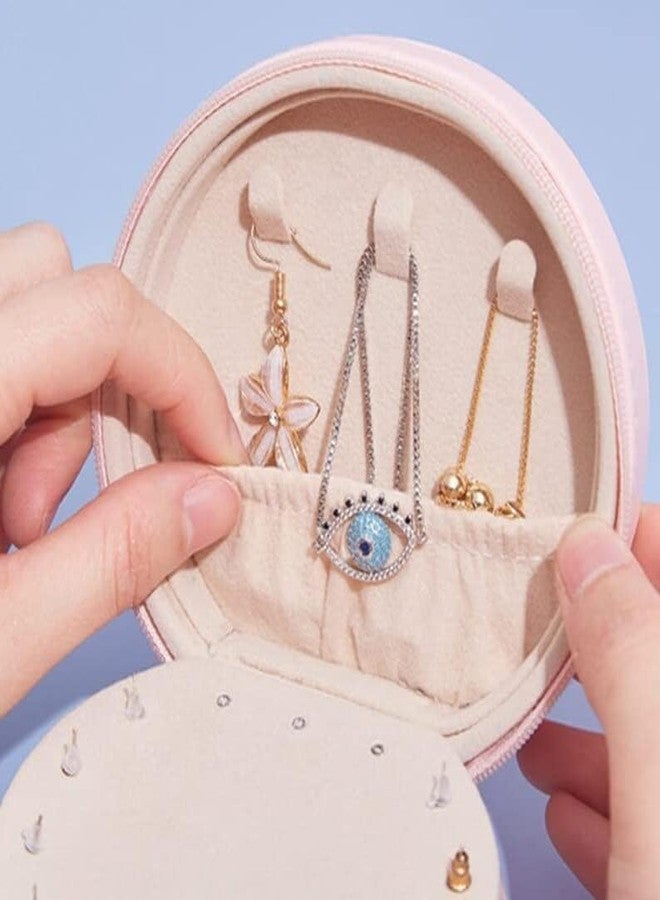 Vichip صندوق مجوهرات للسفر من فيشيب، حقيبة سفر صغيرة محمولة مزودة بسحاب، صناديق تخزين صغيرة من الجلد الصناعي PU للخواتم والأقراط والقلائد والأساور، هدية للنساء والفتيات (دائرية) - Image 2