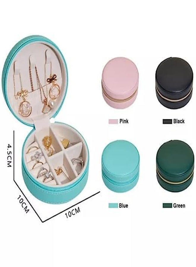 Vichip صندوق مجوهرات للسفر من فيشيب، حقيبة سفر صغيرة محمولة مزودة بسحاب، صناديق تخزين صغيرة من الجلد الصناعي PU للخواتم والأقراط والقلائد والأساور، هدية للنساء والفتيات (دائرية) - Image 4
