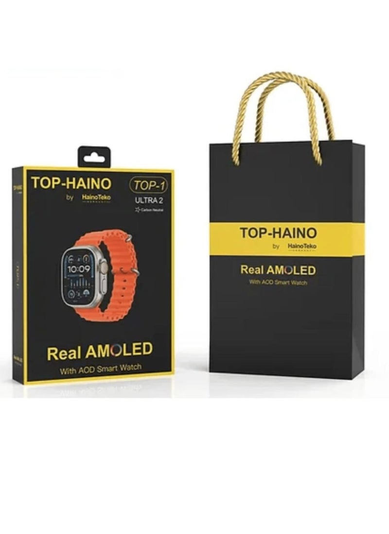 Haino Teko Smart Watch TOP-1 Real AMOLED screen with Three Pairs Of Straps and Wireless Charger with Pen and Note book  - Image 2