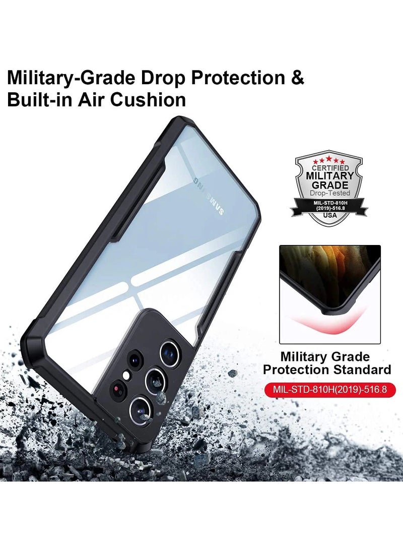 Xundo Clear Case for Samsung Galaxy S21 Ultra | Premium Rugged | Durable Shock-absorbing Frame | Black Border | Thermoplastic Polyurethane | Airbag Anti-drop Protection - Clear - Image 3
