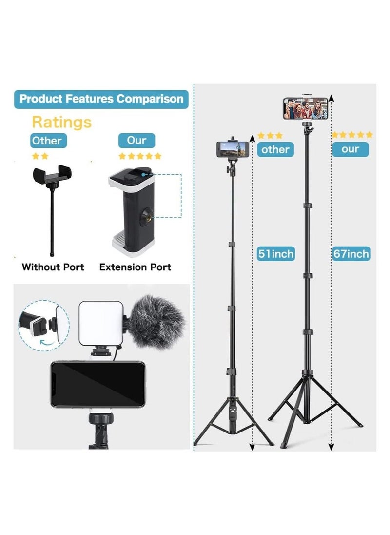 Generic Phone Tripod Stand with Remote, Cell Phone Stand Tripod with Phone Holder for Vlogging，Recording, Compatible with iPhoneAndroid Phone  - Image 2