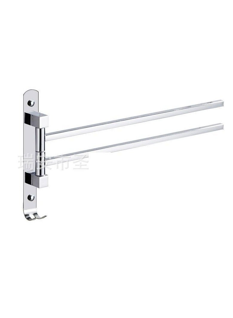 Loquat Direct Sale New Design Towel Rack Stainless Steel Swivel Square Tube Bathroom Accessory Cross Border(Hooked Square Tube Activity Pole) 