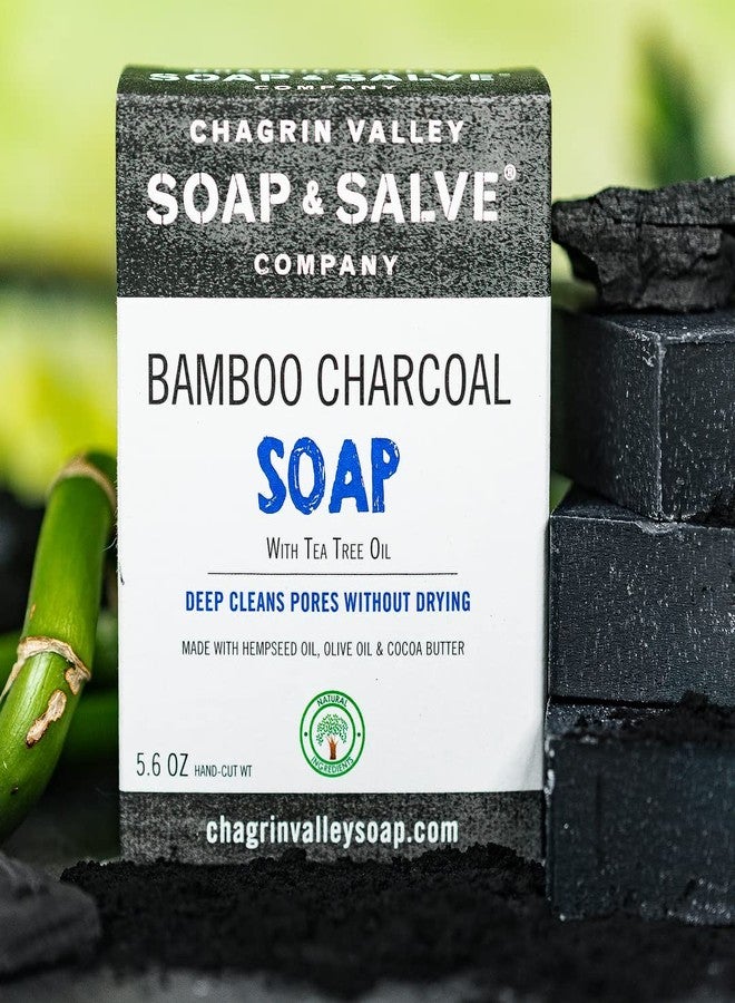 Chagrin Valley Soap & Salve Chagrin Valley Natural Soap Bar - Bamboo Charcoal Soap for Men and Women - Handmade, Unscented, Exfoliating and Cleansing Large 5.6 oz Bar With Tea Tree Oil - Image 4