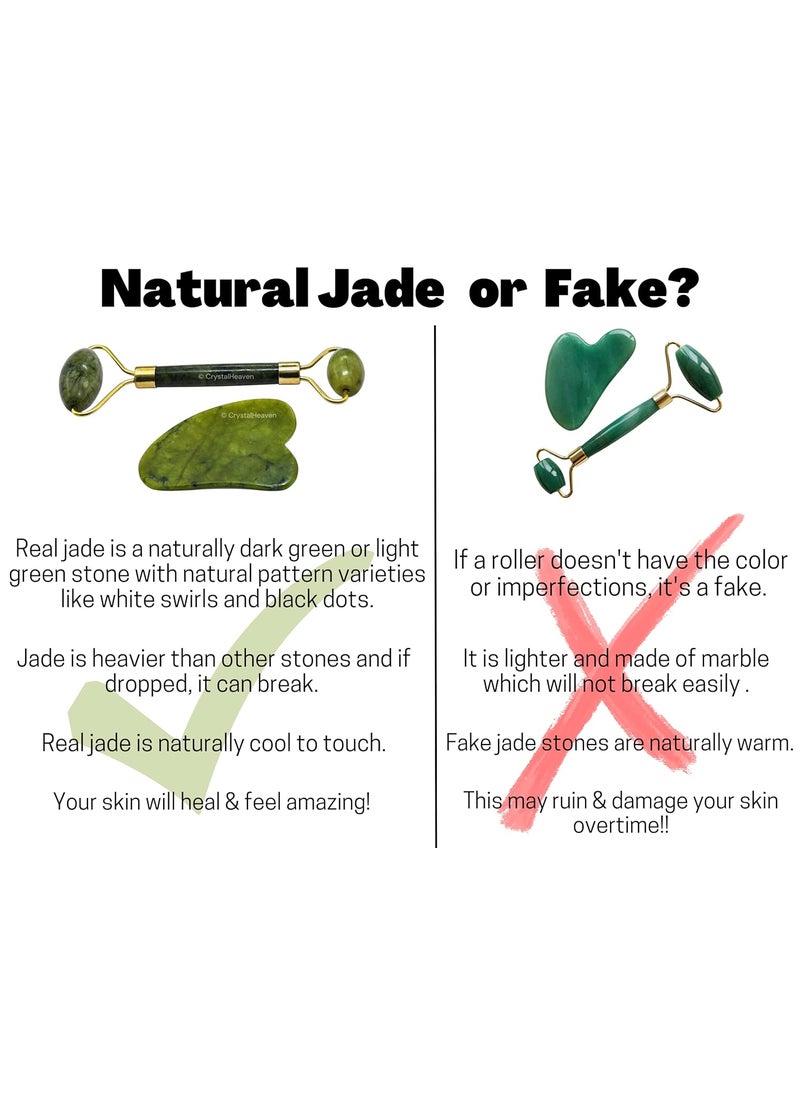 Crystal Heaven Crystal Heaven Certified Jade Roller and Gua Sha Tool Combo Set Face Massager for Women Original Face Massage Set Green Jade  - Image 5
