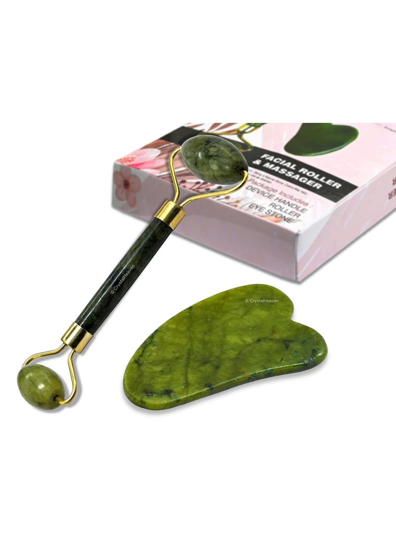 Crystal Heaven Crystal Heaven Certified Jade Roller and Gua Sha Tool Combo Set Face Massager for Women Original Face Massage Set Green Jade  - Image 2