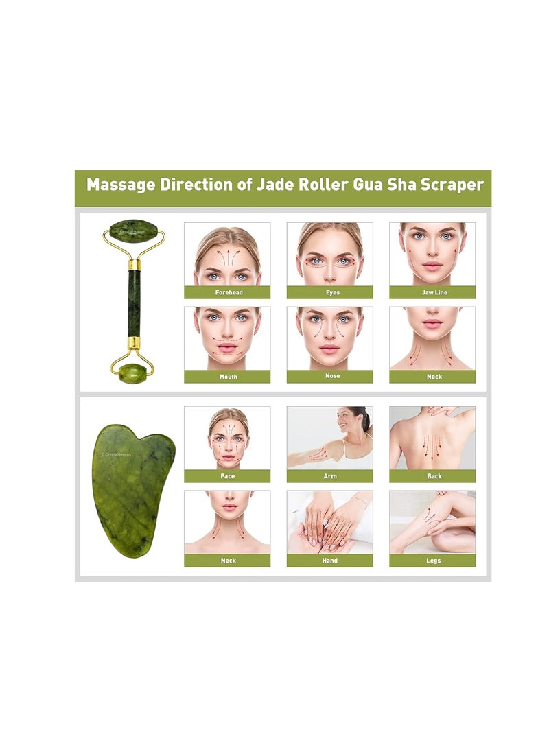 Crystal Heaven Crystal Heaven Certified Jade Roller and Gua Sha Tool Combo Set Face Massager for Women Original Face Massage Set Green Jade  - Image 4