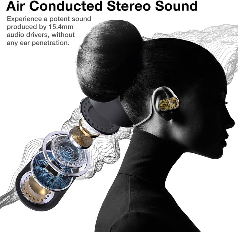 بيورتي سماعات Air المفتوحة - سماعات أذن مفتوحة بتقنية التوصيل الهوائي الحقيقي مع ميكروفون مزدوج لأجهزة iPhone/Android - راحة طويلة الأمد ومقاومة للعرق أثناء الرياضة (DTCE165) - Image 5