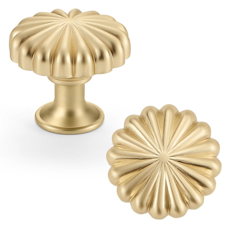 FAPUAL 20 Pack Gold Cabinet Knobs for Kitchen Cabinets and Dresser Drawersï¼ŒZinc Alloy Brushed Brass Hardware Handles Pullsï¼ŒVintage Cupboard Drawer Knob - Image 1