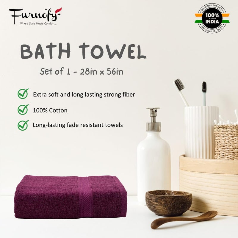 Furnofy 450 GSM Cotton Towels for Bath (70 x 140 cm), Highly Absorbent and Soft Bathroom Towels (Pack of 1 - Magenta) - Image 4