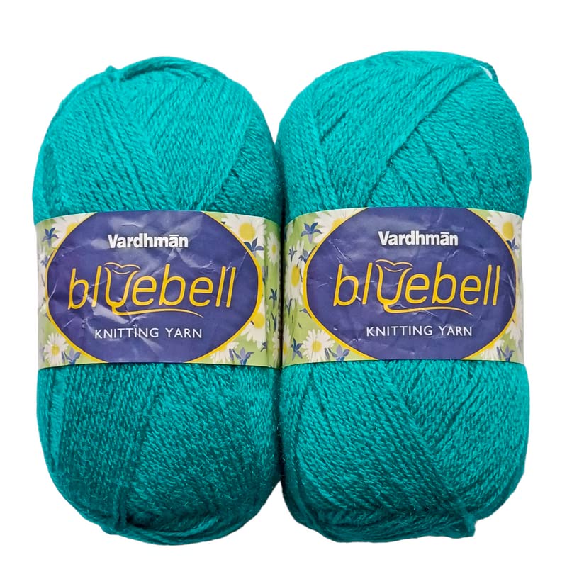 KYSS Vardhman Bluebell ferozi 300 GM 1 Ball 100 GM Each Wool Ball Hand Knitting WoolArt Craft Soft Fingering Crochet Hook Yarn Needle Acrylic Knitting Yarn Thread Dyed Shade No23 - Image 1