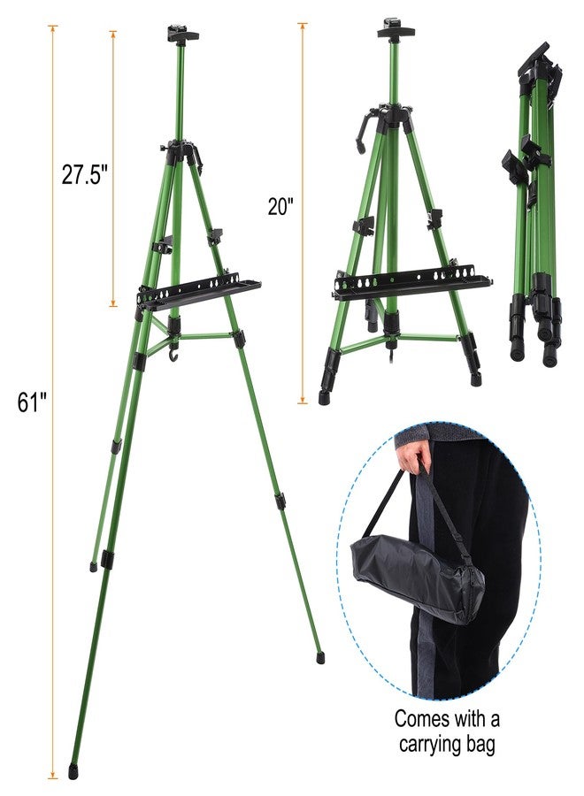 PATIKIL Artist Easel Stand, Paint Easel for Canvas Painting with Detachable Tray, Metal Tripod Easel Adjustable Height from 20 to 61 Inch for Table-Top/Floor Painting Drawing, Green - Image 2