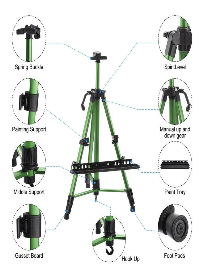 PATIKIL Artist Easel Stand, Paint Easel for Canvas Painting with Detachable Tray, Metal Tripod Easel Adjustable Height from 20 to 61 Inch for Table-Top/Floor Painting Drawing, Green - Image 4