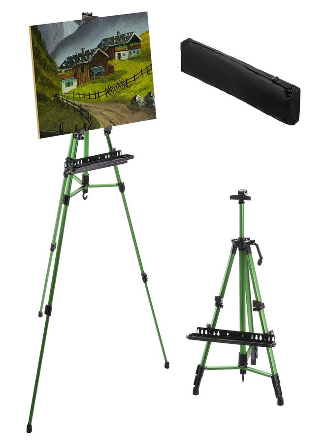 PATIKIL Artist Easel Stand, Paint Easel for Canvas Painting with Detachable Tray, Metal Tripod Easel Adjustable Height from 20 to 61 Inch for Table-Top/Floor Painting Drawing, Green - Image 1