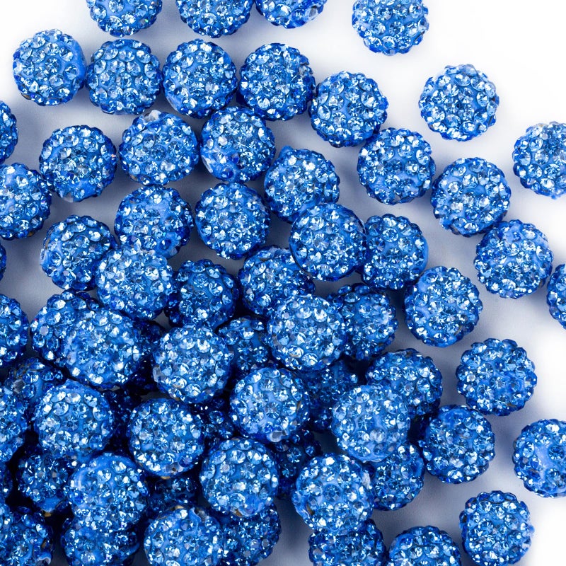 Jukercici 10mm Clay Rhinestone Beads for Bracelets 100 Pcs Sparkle Crystal Beads for Jewelry Making Glitter Round Shamballa Disco Ball Design for DIY Crafts Necklace Earrings Decoration Sky Blue - Image 3