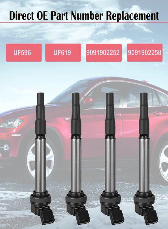 LCWRGS مجموعة من 4 ملفات إشعال لسيارات تويوتا كورولا، بريوس، ماتريكس، وسيون إكس دي 1.8 لتر موديلات 2009-2017، سعة 1.8 لتر، 4 أسطوانات. رقم القطعة الأصلية: UF596 C1714 90919-02252 - Image 3