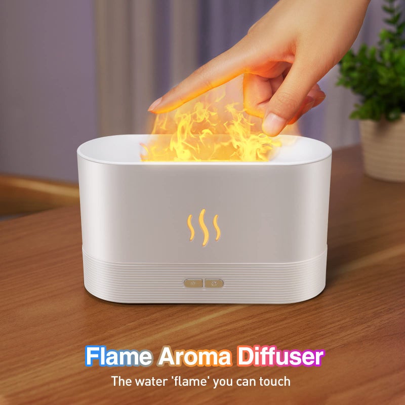 SENMUL Essential Oil Diffuser, Flame Oil Diffuser - Aromatherapy Aroma Humidifier, Upgrade 7 Colors Noiseless - Perfect for Bedroom Home Office (180ml Classic Flame, White) - Image 3