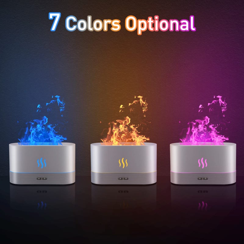 SENMUL Essential Oil Diffuser, Flame Oil Diffuser - Aromatherapy Aroma Humidifier, Upgrade 7 Colors Noiseless - Perfect for Bedroom Home Office (180ml Classic Flame, White) - Image 2